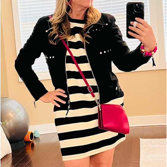 Dear John Jackets & Blazers - Dear John Studded Boxy Fitted Black Suede Jacket, Size Large